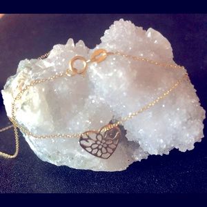 14k gold “Sweet Heart” floating necklace with beautiful sparkle for everyday.